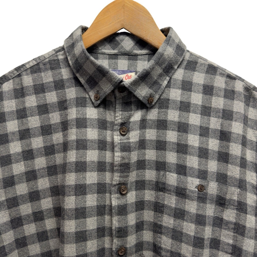 Johnnie-O Men's XL Black/Gray Buffalo Plaid Button Down Cotton Flannel Shirt euc